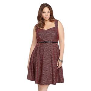 Torrid Plus Size 5X Dress Jacquard Polka Dot‎ Sleeveless Skater Sweetheart 157
